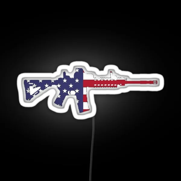 American Flag Red White And Blue Ar15 Rifle RGB Neon Sign