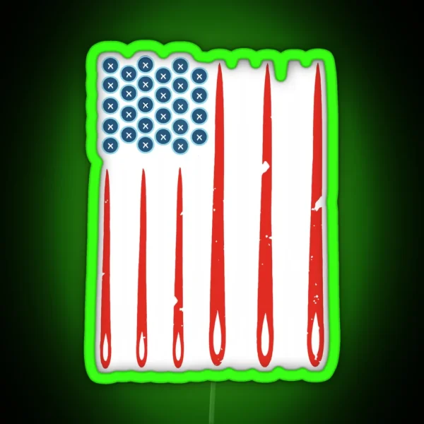 American Flag Sewing Quilting RGB Neon Sign