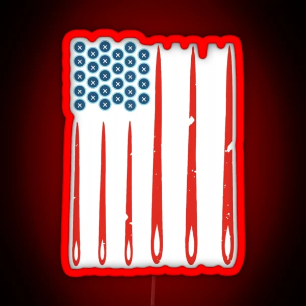 American Flag Sewing Quilting RGB Neon Sign