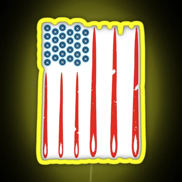 American Flag Sewing Quilting RGB Neon Sign