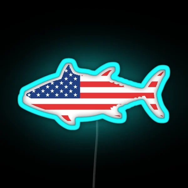 American Flag Tuna Fish RGB Neon Sign