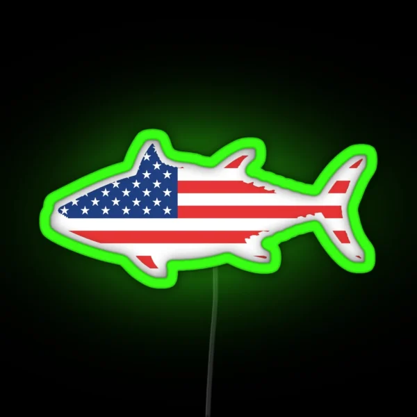 American Flag Tuna Fish RGB Neon Sign