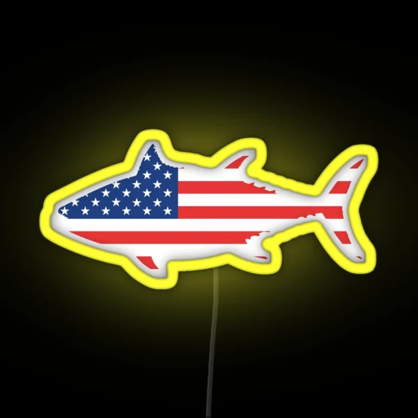 American Flag Tuna Fish RGB Neon Sign