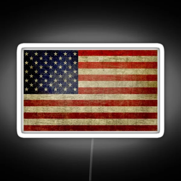 American Flag United States Of America Aged And Distressed Faded Old Glory The Star Spangled Banner Patriotic Independence Day Decorations For 4th Of July Patriots RGB Neon Sign