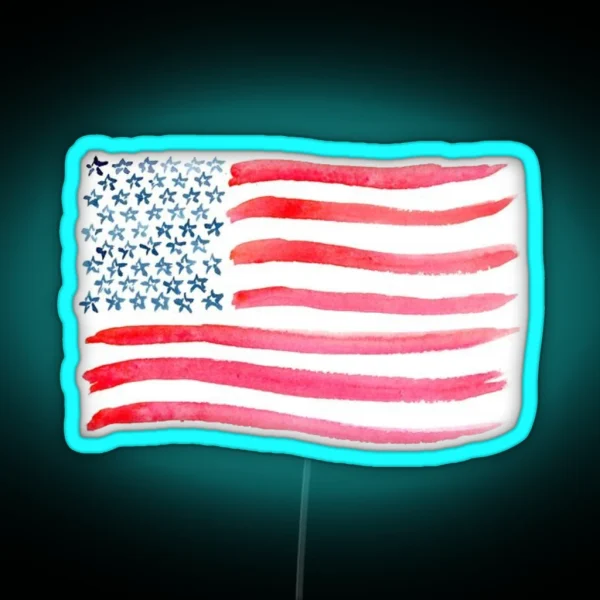 American Flag Watercolor RGB Neon Sign