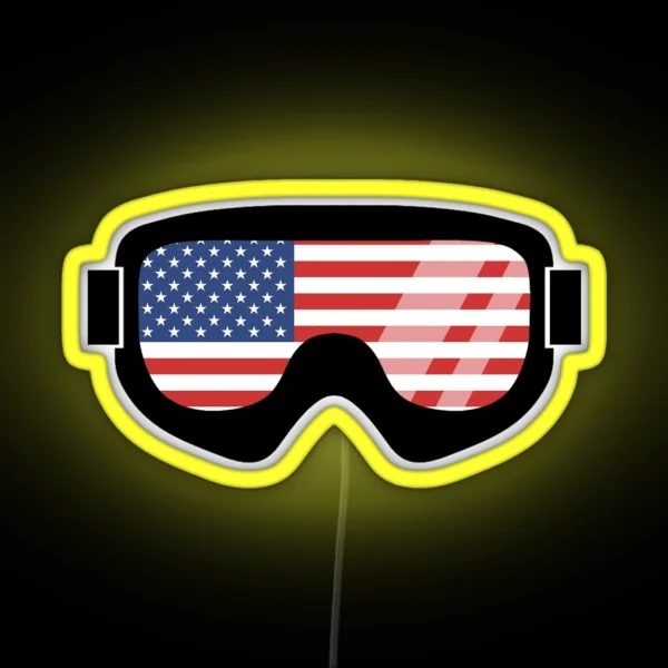 American Goggles Goggle Flag Art Dopeyart RGB Neon Sign