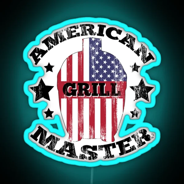 American Grill Master Kamado Flag RGB Neon Sign