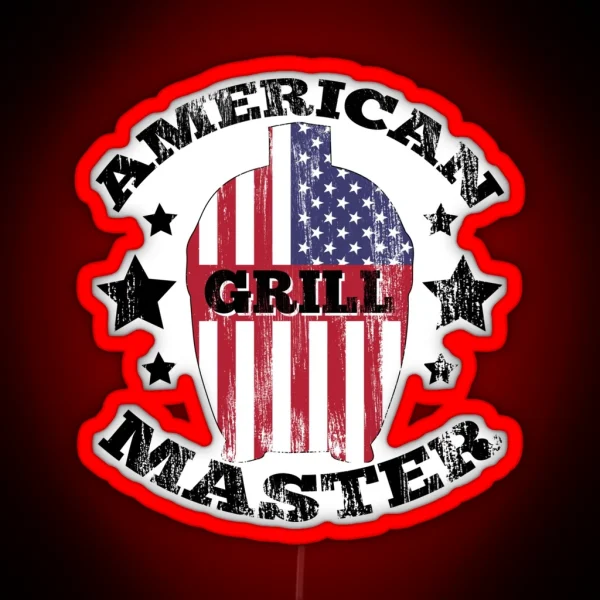 American Grill Master Kamado Flag RGB Neon Sign