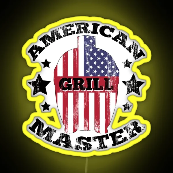 American Grill Master Kamado Flag RGB Neon Sign