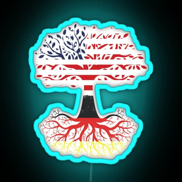 American Grown With German Roots DNA Tree For Deutsch RGB Neon Sign