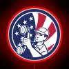 American Telephone Installation Repair Technician Icon RGB Neon Sign - Image 2