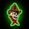 Vibrant Neon Sign of Classic American Western Cowboy Skull Design