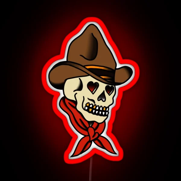 American Traditional Cowboy Skull RGB Neon Sign