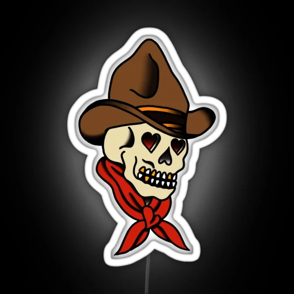 American Traditional Cowboy Skull RGB Neon Sign