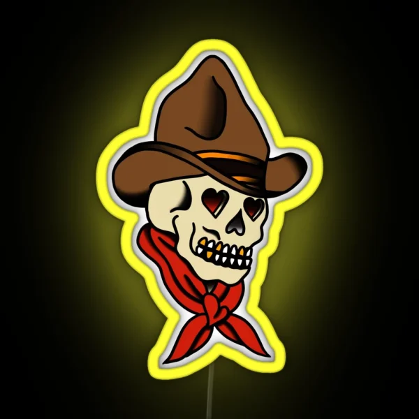 American Traditional Cowboy Skull RGB Neon Sign