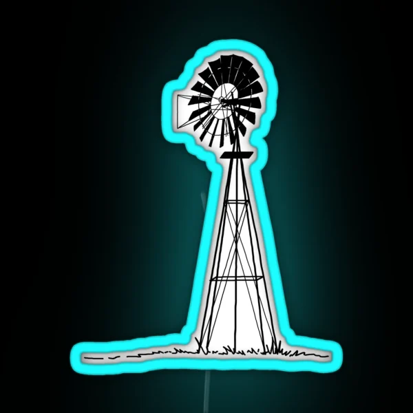 American Windmill Black RGB Neon Sign