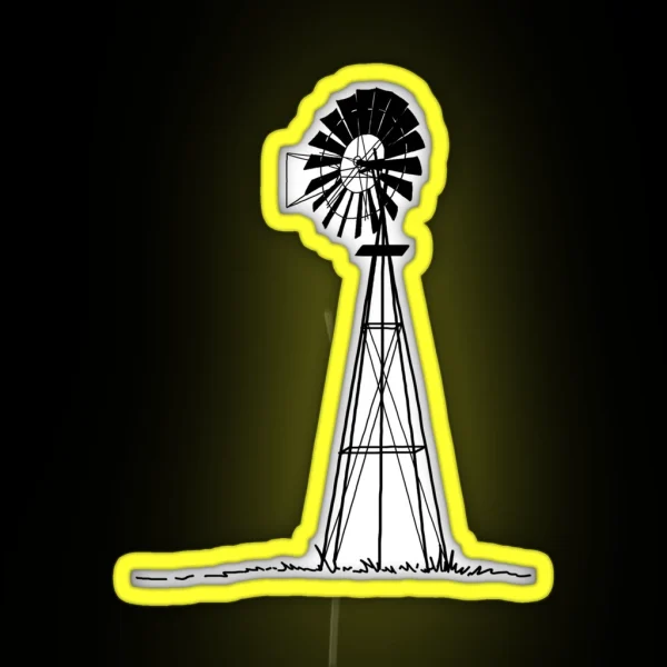 American Windmill Black RGB Neon Sign