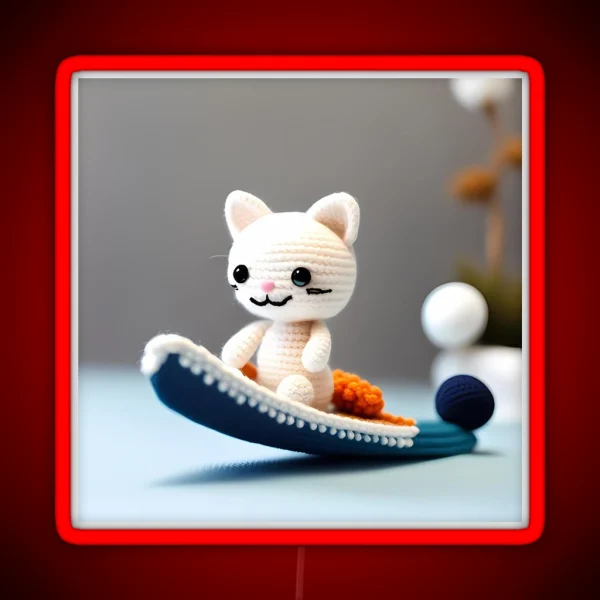 Amigurumi Cat Surfing RGB Neon Sign
