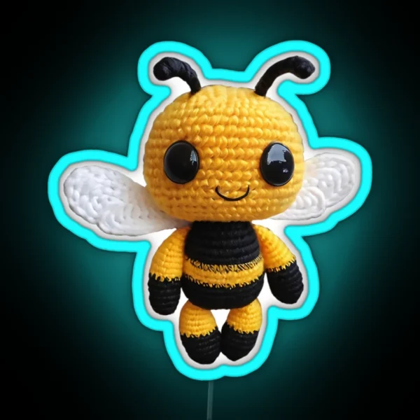 Amigurumi Cute Bee RGB Neon Sign