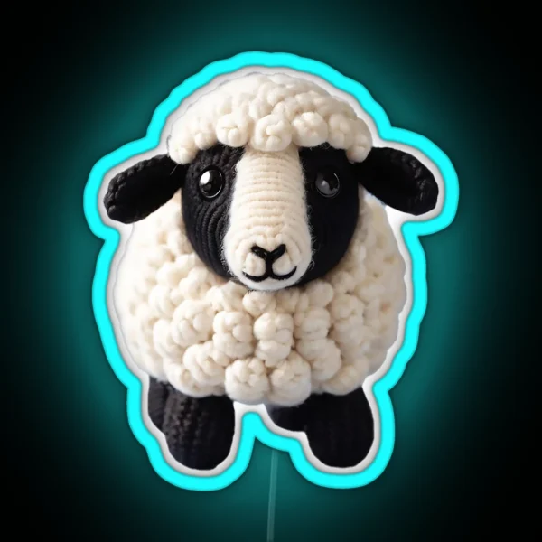 Amigurumi Cute Black Sheep RGB Neon Sign