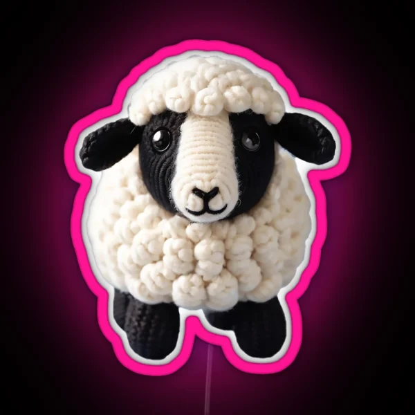 Amigurumi Cute Black Sheep RGB Neon Sign