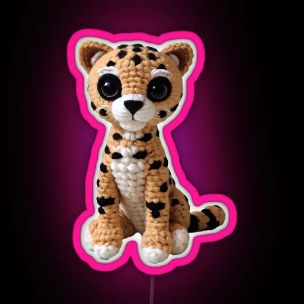 Amigurumi Cute Cheetah RGB Neon Sign