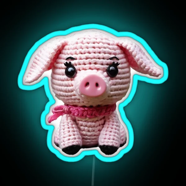 Amigurumi Cute Pig 02 RGB Neon Sign