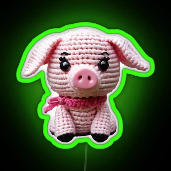 Amigurumi Cute Pig 02 RGB Neon Sign