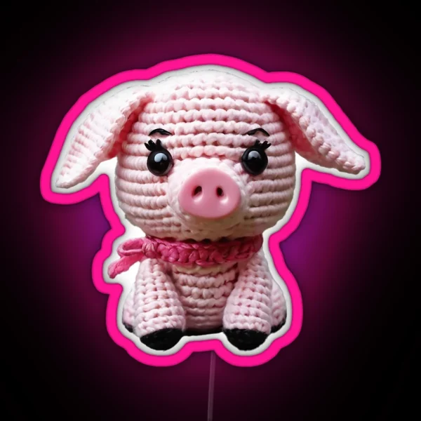 Amigurumi Cute Pig 02 RGB Neon Sign