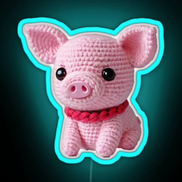 Amigurumi Cute Pig RGB Neon Sign