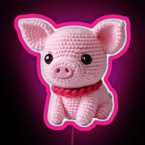 Amigurumi Cute Pig RGB Neon Sign