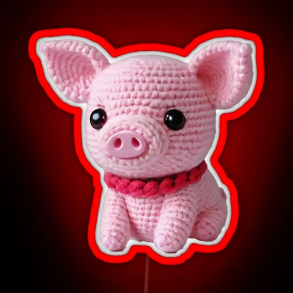 Amigurumi Cute Pig RGB Neon Sign