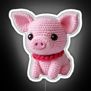 Amigurumi Cute Pig RGB Neon Sign