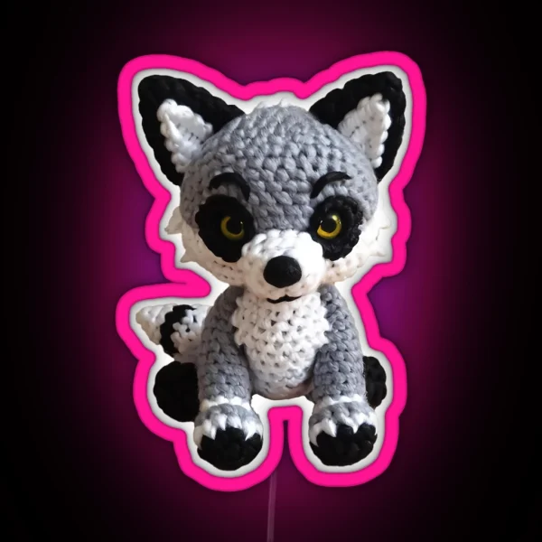 Amigurumi Cute Wolf RGB Neon Sign