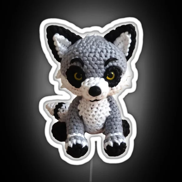 Amigurumi Cute Wolf RGB Neon Sign