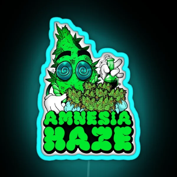 Amnesia Haze Original Design Marijuana Strain Label RGB Neon Sign