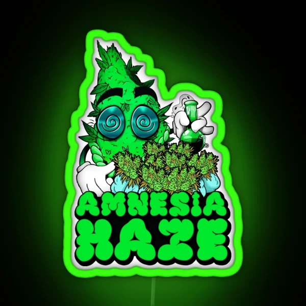 Amnesia Haze Original Design Marijuana Strain Label RGB Neon Sign