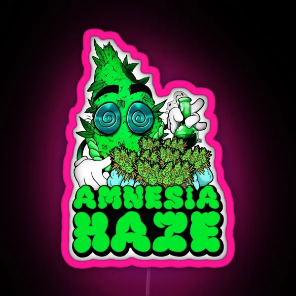 Amnesia Haze Original Design Marijuana Strain Label RGB Neon Sign