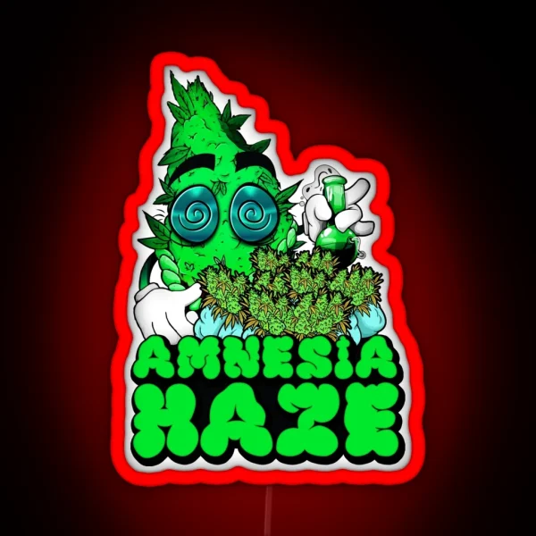 Amnesia Haze Original Design Marijuana Strain Label RGB Neon Sign