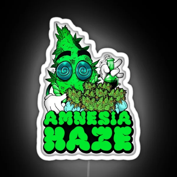 Amnesia Haze Original Design Marijuana Strain Label RGB Neon Sign