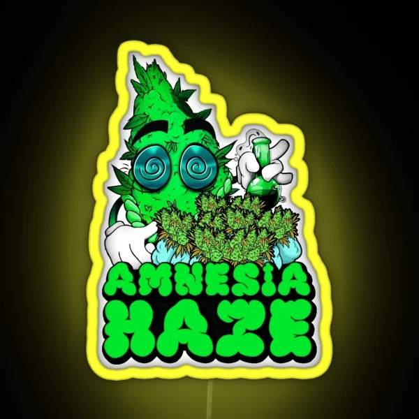 Amnesia Haze Original Design Marijuana Strain Label RGB Neon Sign