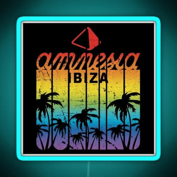 Amnesia IBIZA Club Vintage Palm Tree MODEL RGB Neon Sign