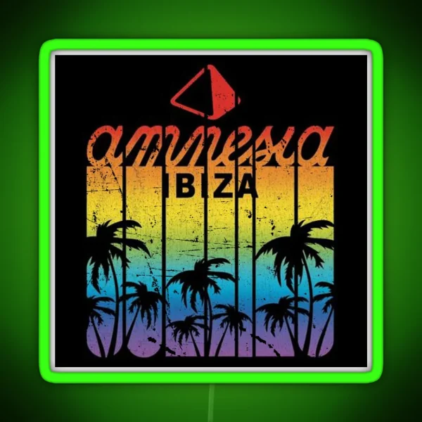 Amnesia IBIZA Club Vintage Palm Tree MODEL RGB Neon Sign