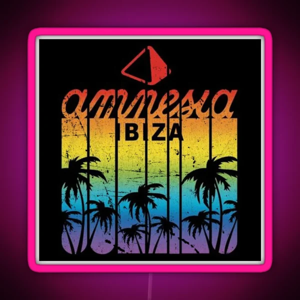 Amnesia IBIZA Club Vintage Palm Tree MODEL RGB Neon Sign