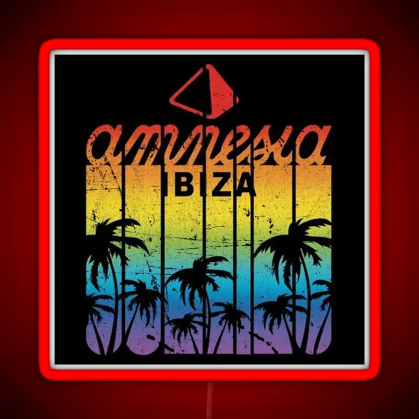 Amnesia IBIZA Club Vintage Palm Tree MODEL RGB Neon Sign