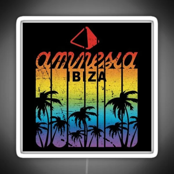 Amnesia IBIZA Club Vintage Palm Tree MODEL RGB Neon Sign