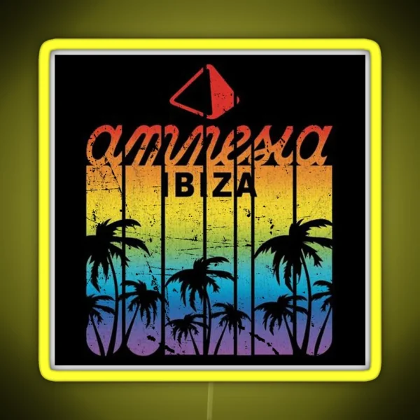 Amnesia IBIZA Club Vintage Palm Tree MODEL RGB Neon Sign