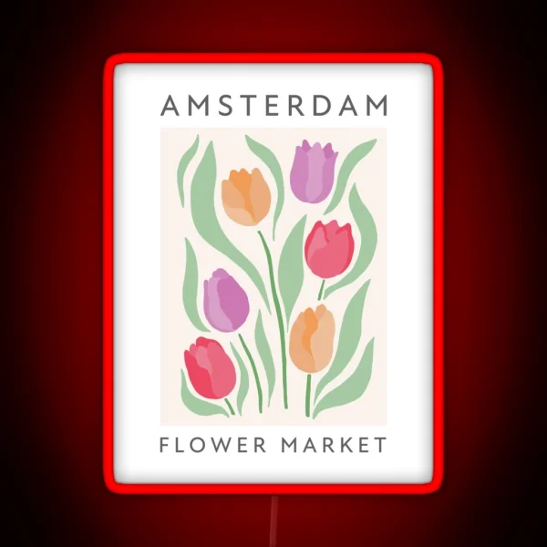 Amsterdam Flower Market Tulips Design Minimalist Modern Art Floral RGB Neon Sign