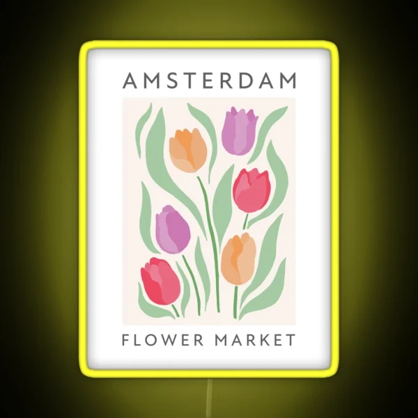 Amsterdam Flower Market Tulips Design Minimalist Modern Art Floral RGB Neon Sign