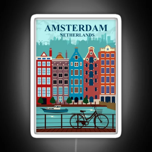 Amsterdam Travel Poster RGB Neon Sign